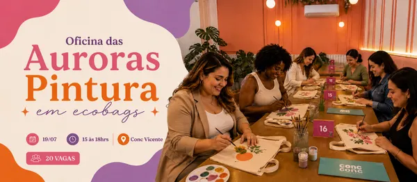 Hobbies das Auroras - Pintura de Ecobag na Conc Vicente