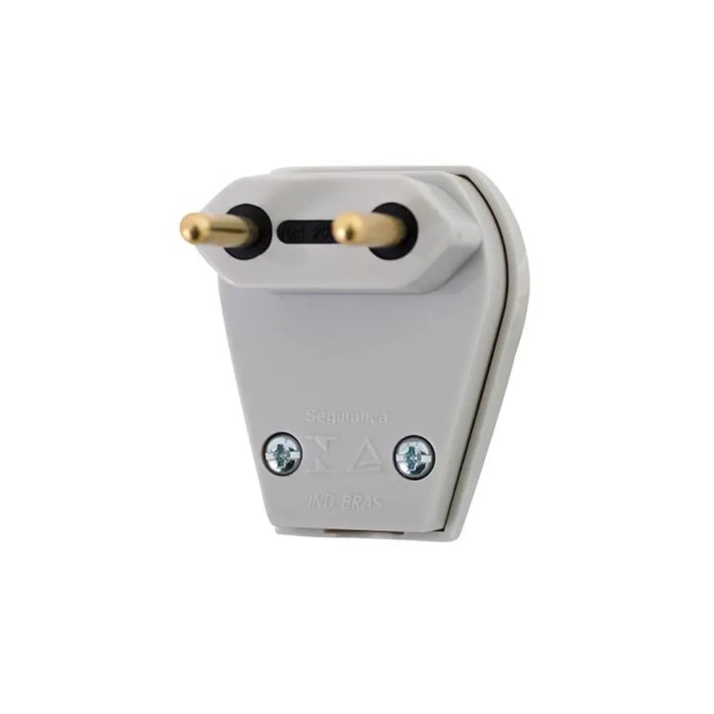 Plugue 2P 10A 250V~ Branco C/Prensa-Cabo Pezzi