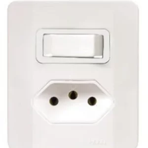 Interruptor Simples+Tomada 2P+T 20A 250V~C/Placa E C/Caixa Simp.Bca Pezzi