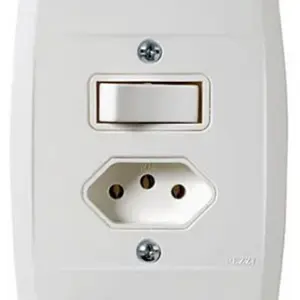Interruptor Simples 10A + Tomada  2P+T 20A 250V~ C/Placa Branco Pezzi