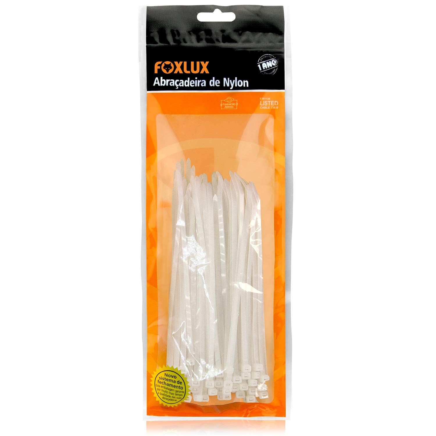 Abraçadeiras Nylon 200x4,8mm Branca C/100