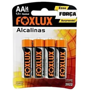 Pilha Alcalina Pequena AA Blister C/4 Foxlux