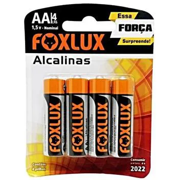 Pilha Alcalina Pequena AA Blister C/4 Foxlux