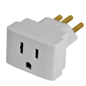 Adaptador 2P+T 10A 250V~ Cinza Pote Medio Pezzi