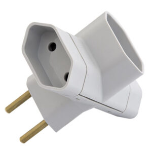 Plugue Tee 2 pinos 10A 250V~Branco Pote Grande Pezzi