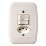 Interruptor 2 T.S. 10A + Tomada  2P+T 20A 250V~ C/Placa Branco Pezzi