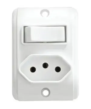 Interruptor Simples 10A+Tomada 2P+T 20A 250V~Branco Pezzi