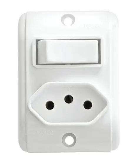 Interruptor Simples 10A+Tomada 2P+T 20A 250V~Branco Pezzi