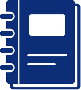 Ícone azul escuro de um caderno