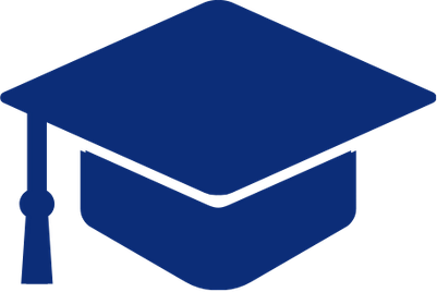 Ícone azul escuro de um chapéu de formatura