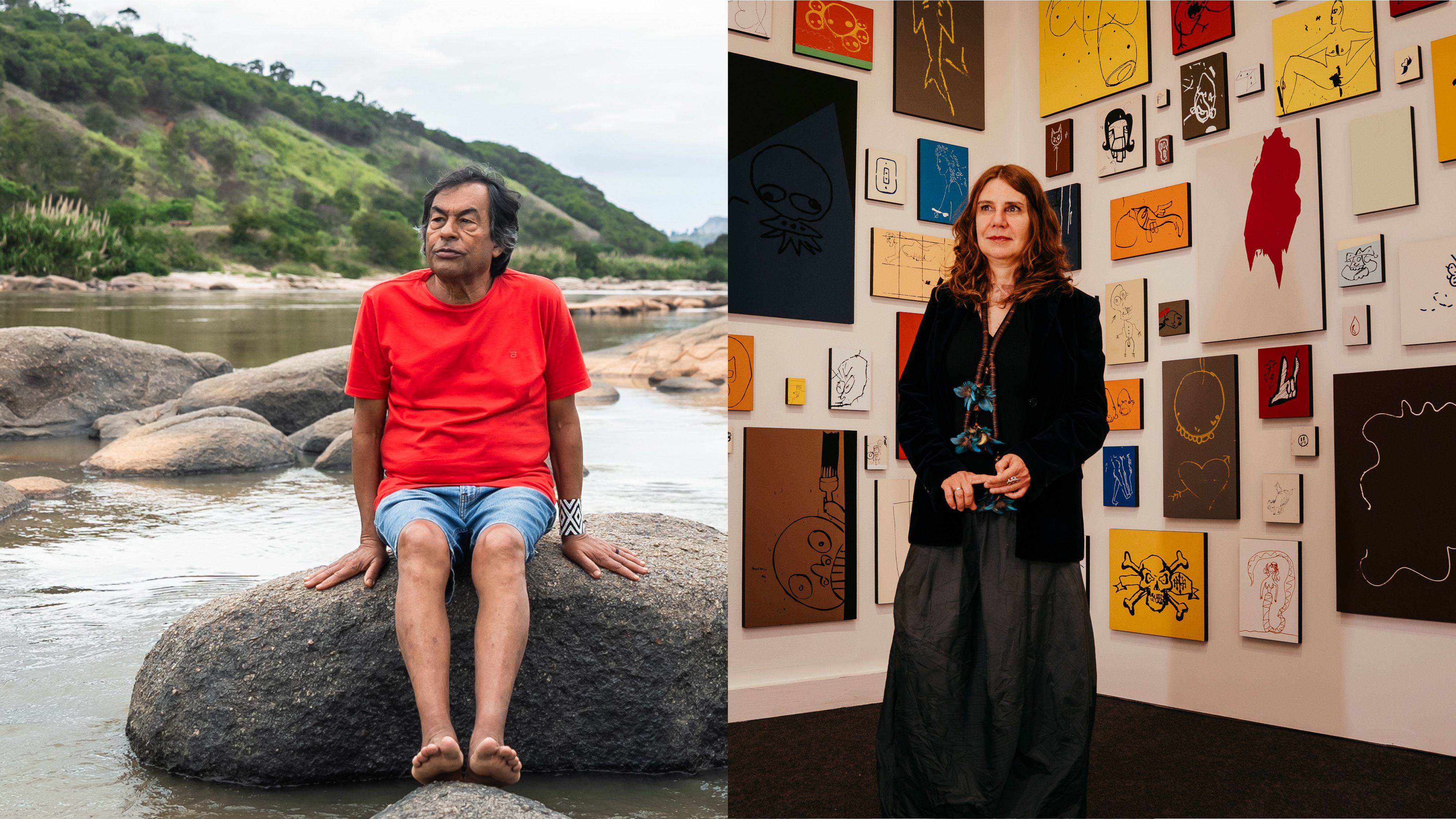 O filósofo Ailton Krenak e a artista visual Rivane Neuenschwander