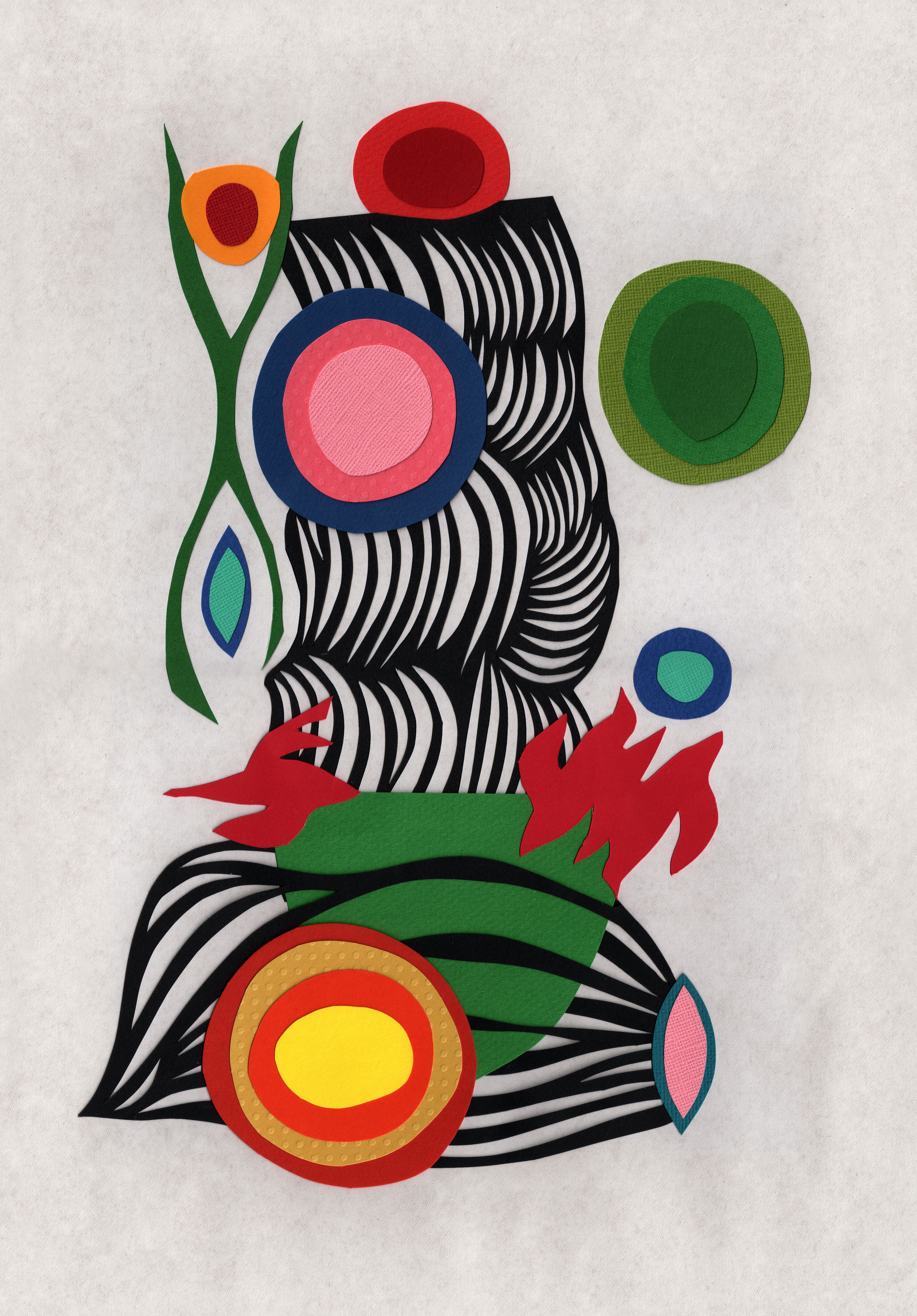 Imagem feita de papéis coloridos.