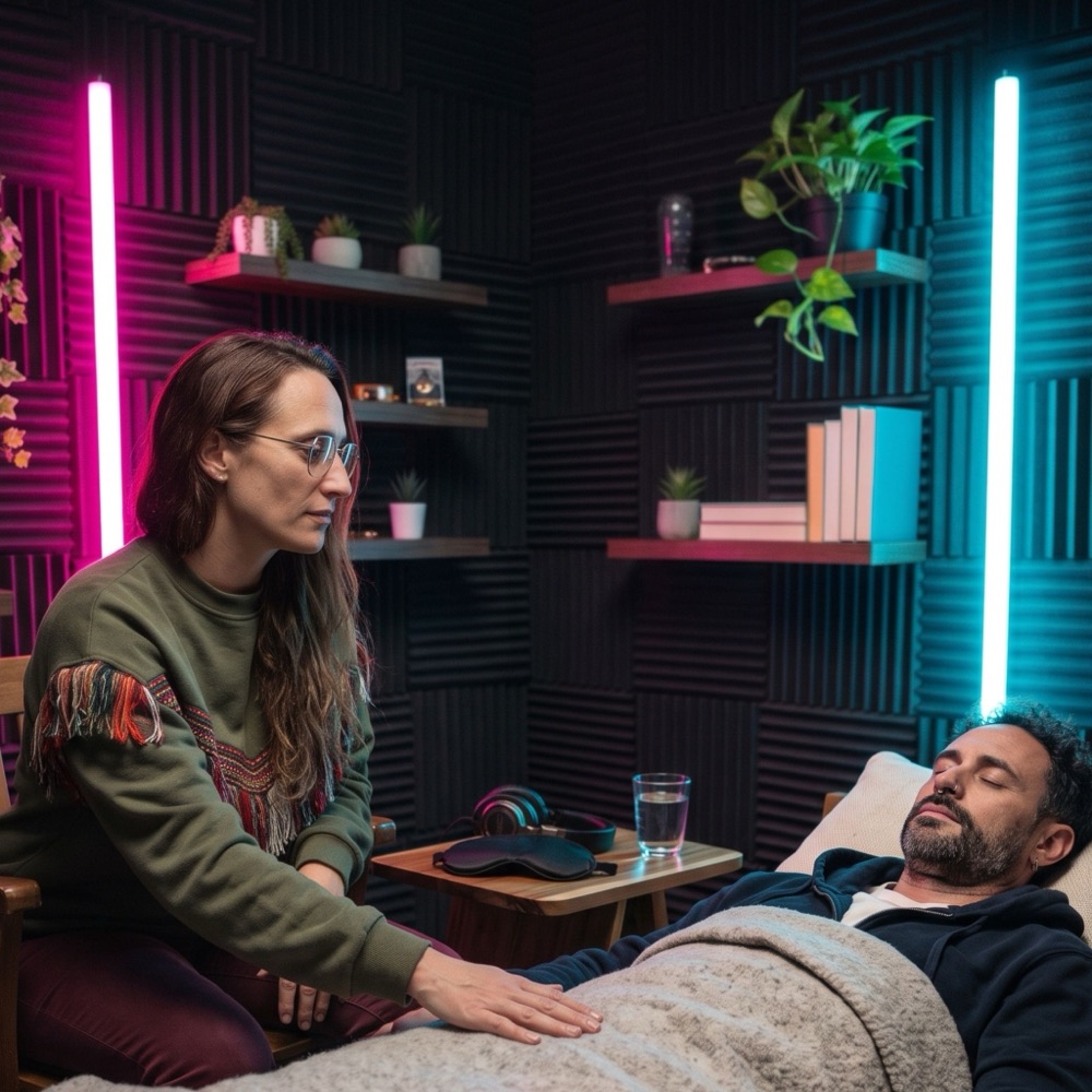 Dos personas conversando en un espacio de acompañamiento