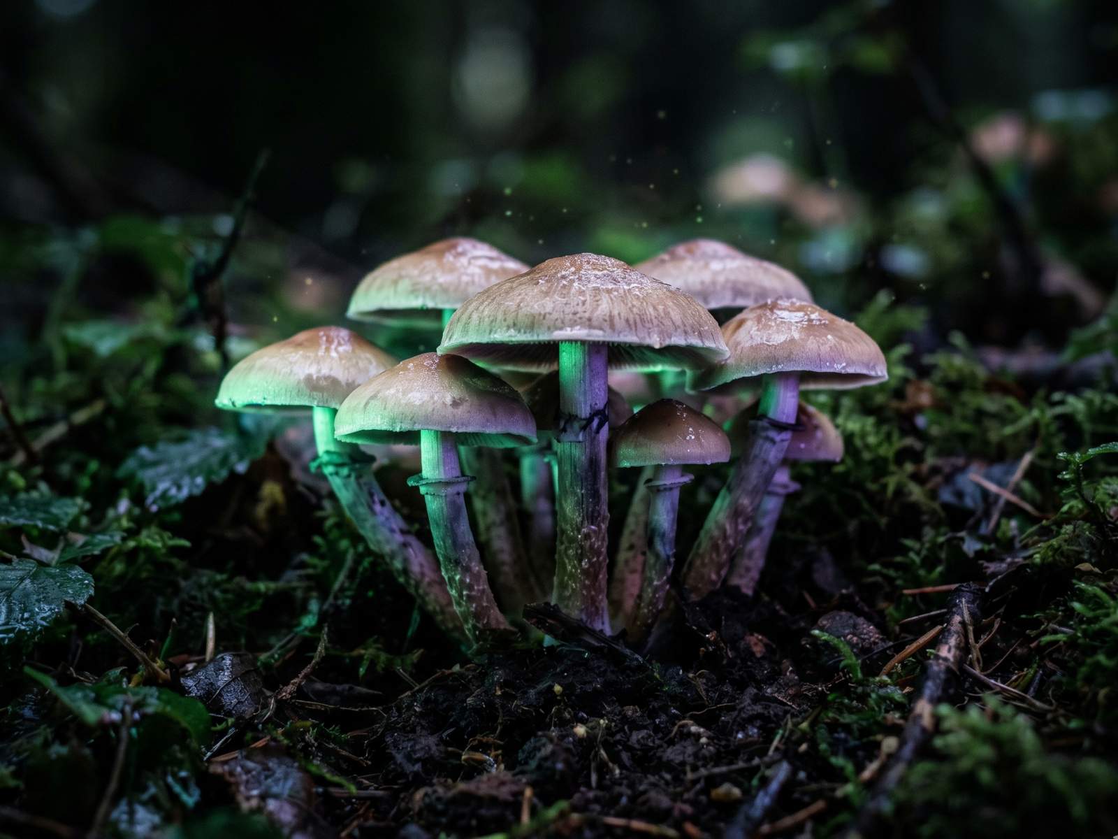 Psilocybe cubensis emergiendo del sustrato