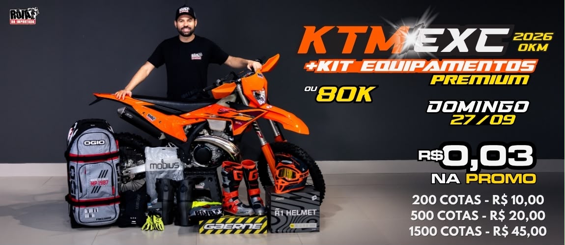 Banner KTM EXC 2026 0km + Kit Equipamentos Premium (se estiver no grupo do zap)