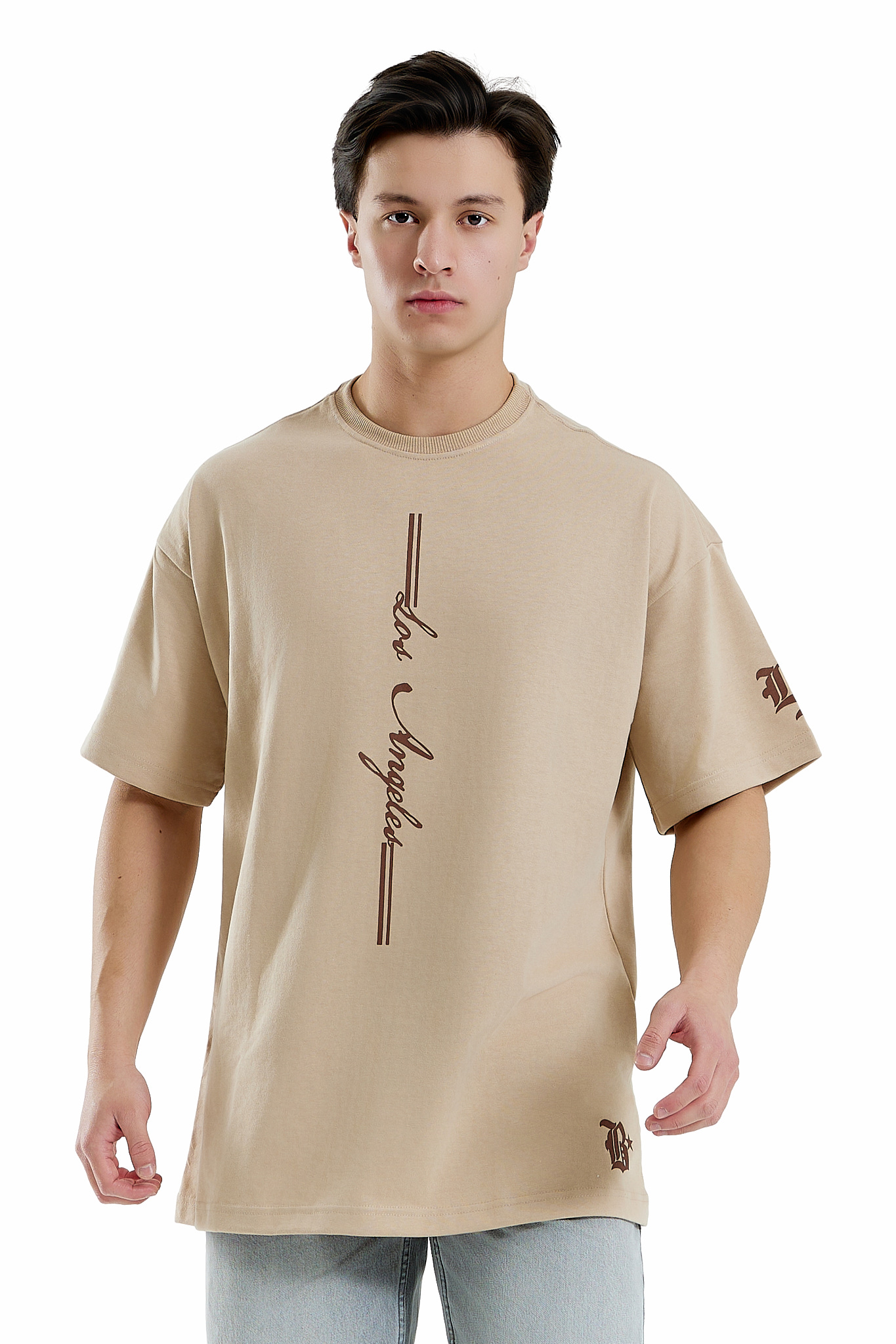 Camiseta Oversized Los Angeles Back Bone Caramelo