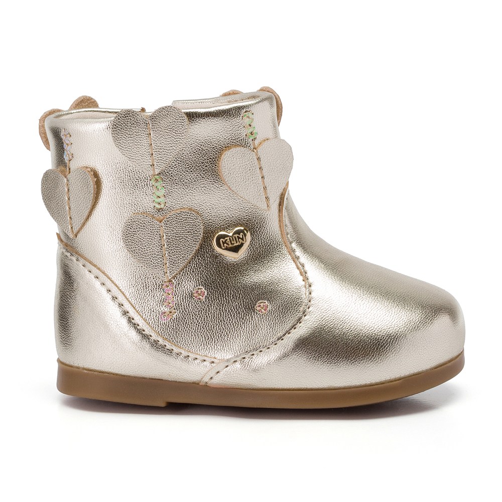 Bota Infantil Feminina Klin Baby Miss Prata Corações Bota Infantil Feminina Klin Baby Miss Prata Corações