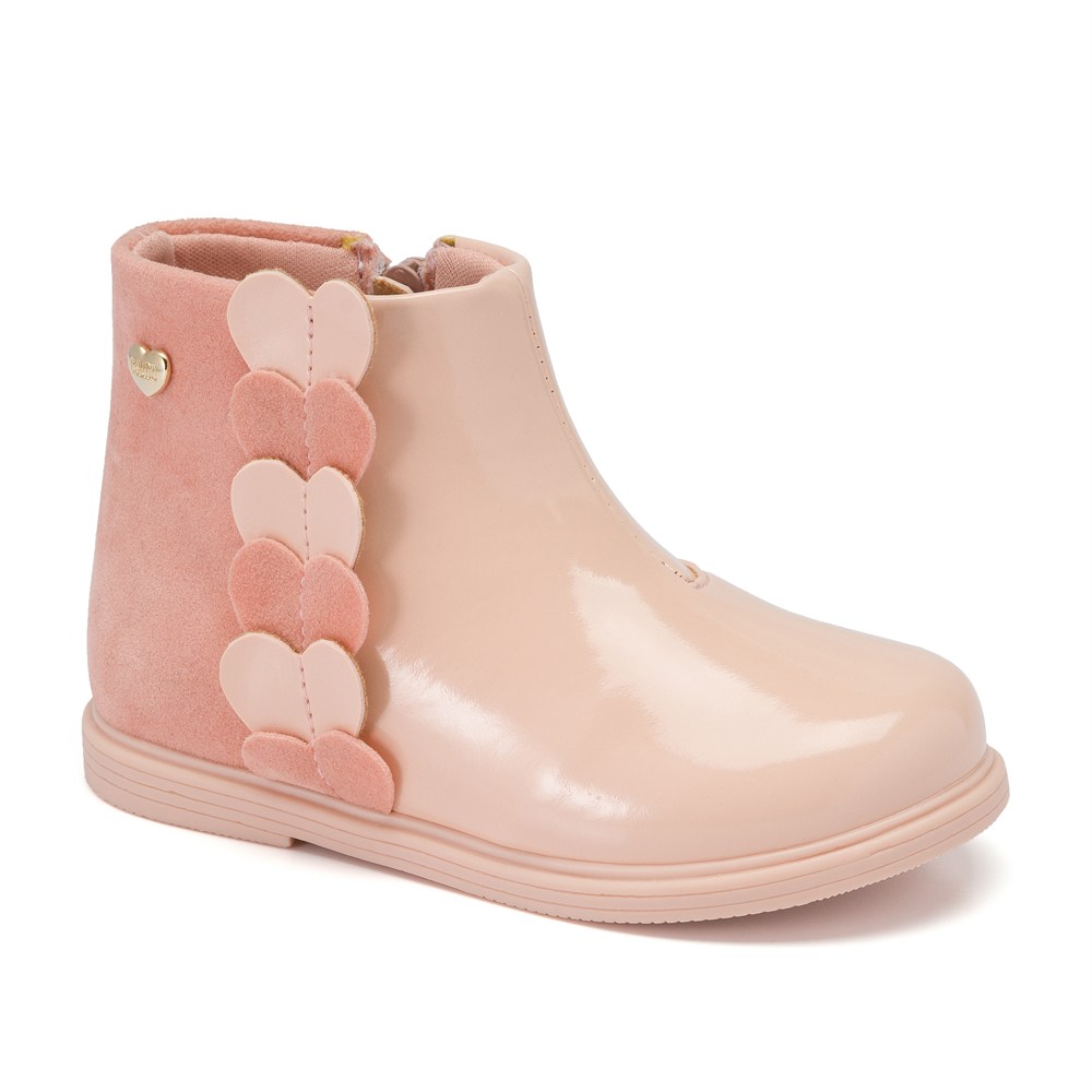 Bota Infantil Klin Miss Mini Detalhe Em Corações Em Zíper