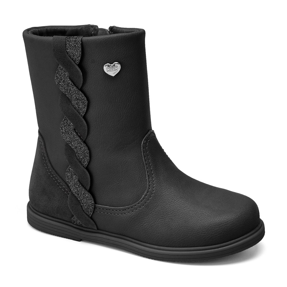 Bota Infantil Feminina Klin Mini Miss Trançado Com Glitter Caramelo