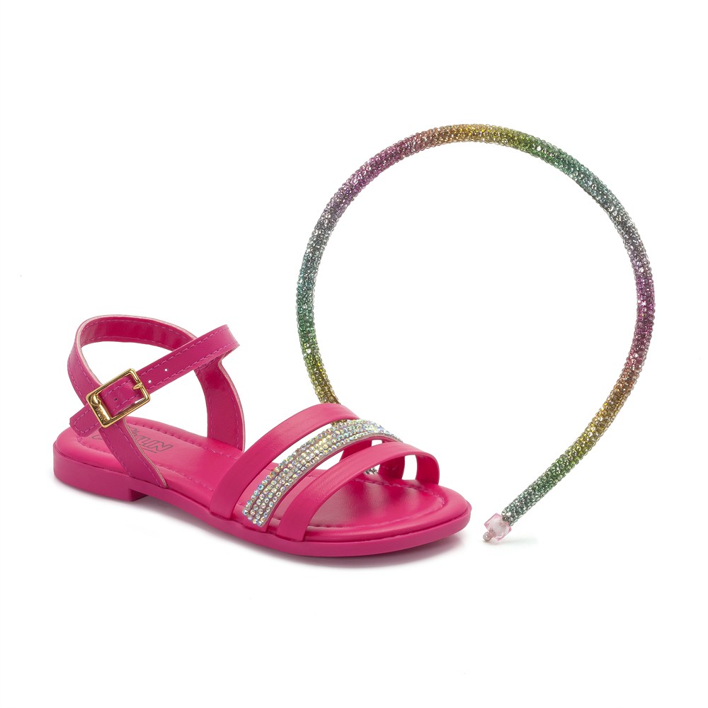 Sandália Infantil Feminina Klin Suami Mini Com Tiara De Strass