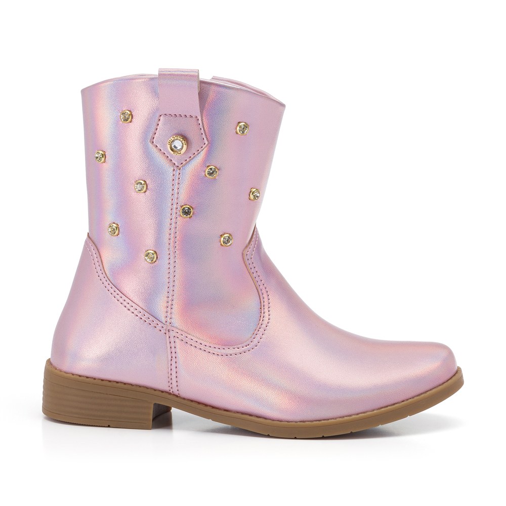 Bota Infantil Feminina Western Klin Atena Kids Prata E Holográfico Bota Infantil Feminina Western Klin Atena Kids Prata E Holográfico