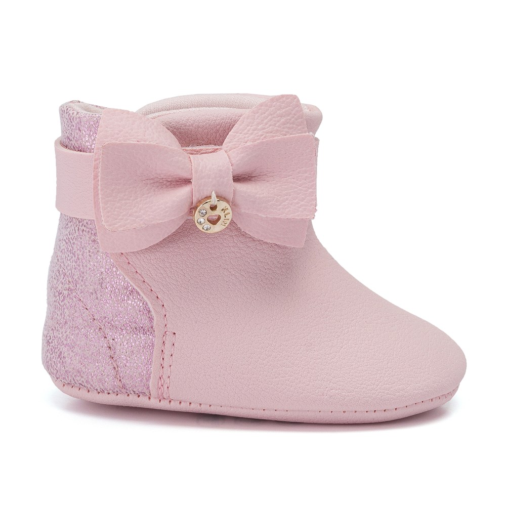 Bota Infantil Klin Baunilha Detalhe Laço Em Zíper