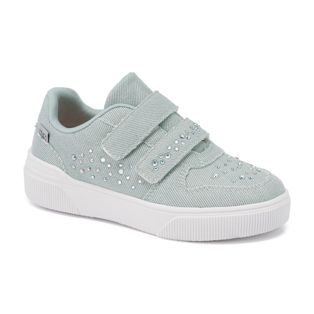 Tênis Feminino Klin Sky Jeans Fita Aderente Dupla Com Strass
