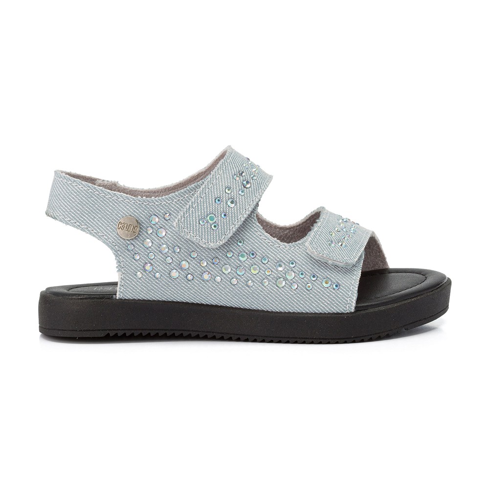 Sandália Feminina Klin Lolinha Jeans Com Detalhes Em Strass Sandália Feminina Klin Lolinha Jeans Com Detalhes Em Strass