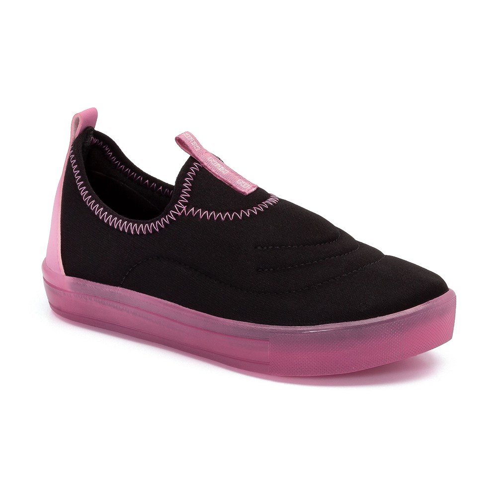 Tênis Infantil Slip On Fofinho Com Luzes Led Preto E Rosa Tênis Infantil Slip On Fofinho Com Luzes Led Preto E Rosa