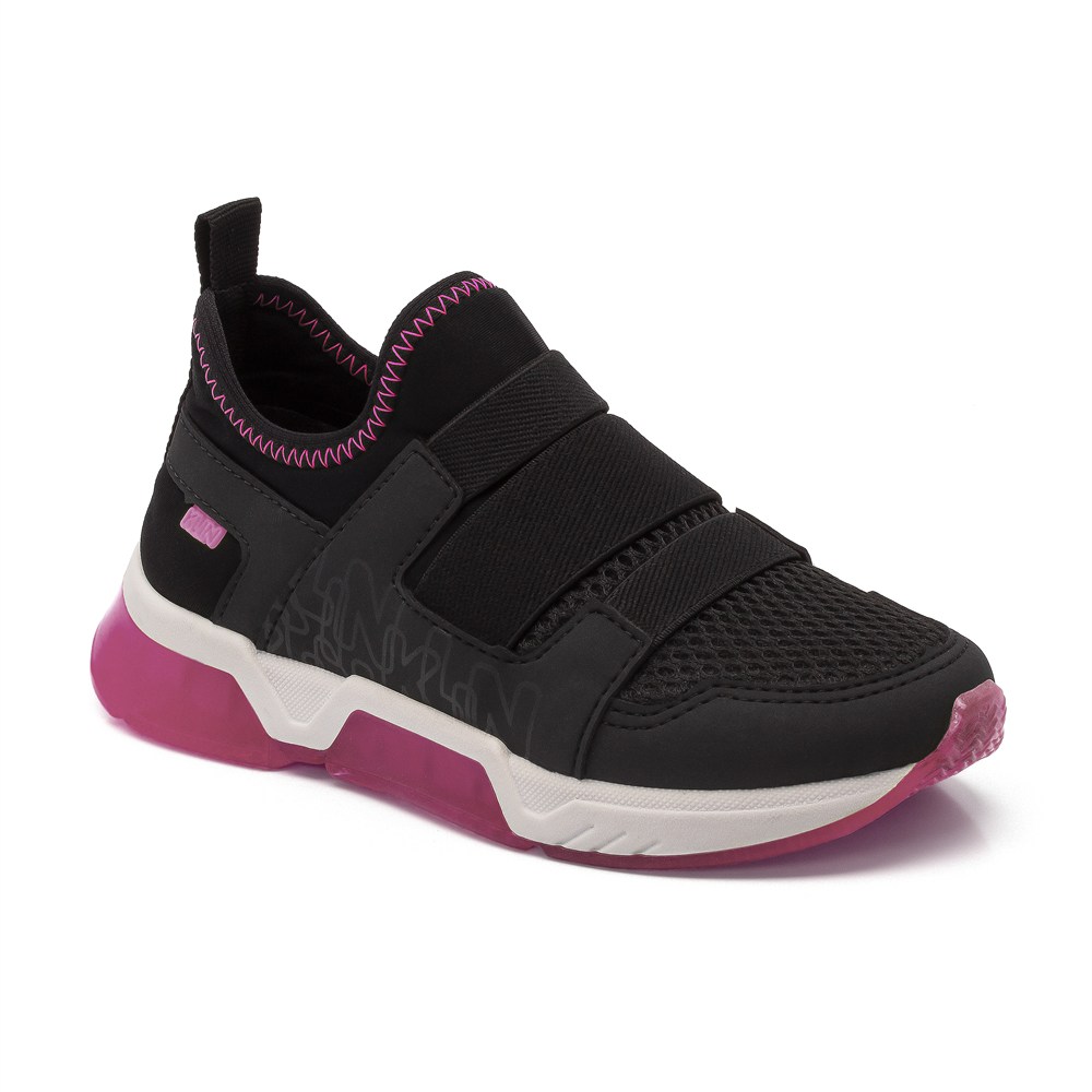 Tênis Infantil LED Preto E Rosa Klin