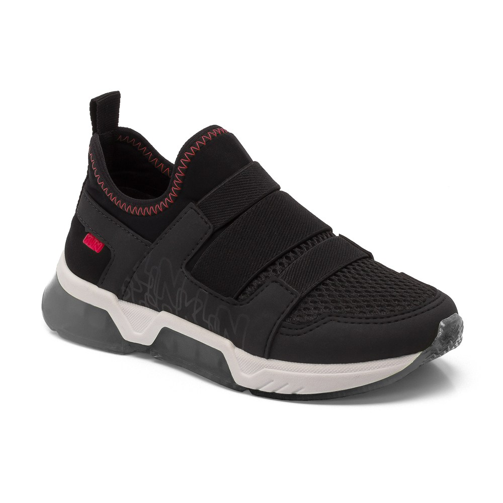 Tênis Infantil Kuni Slip-On Com Velcro Preto