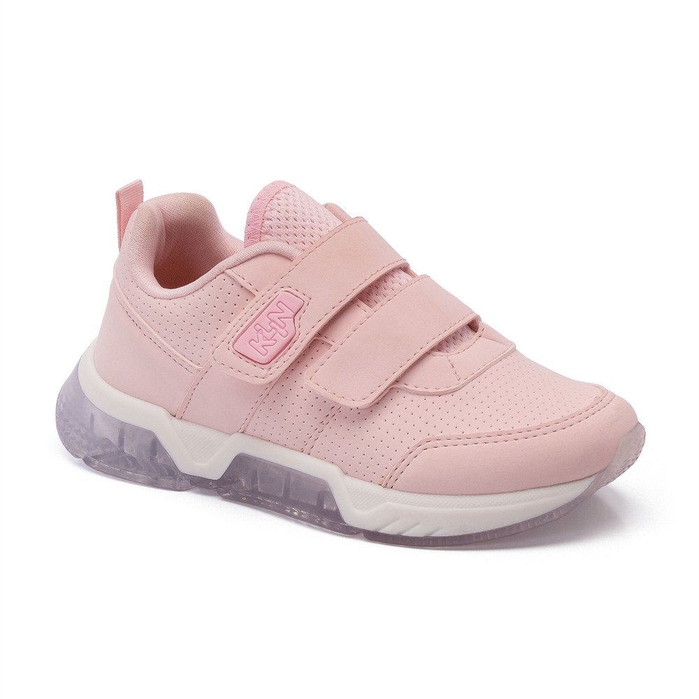 Tênis Infantil Rosa Com Luzes De Led E Velcro KLIN