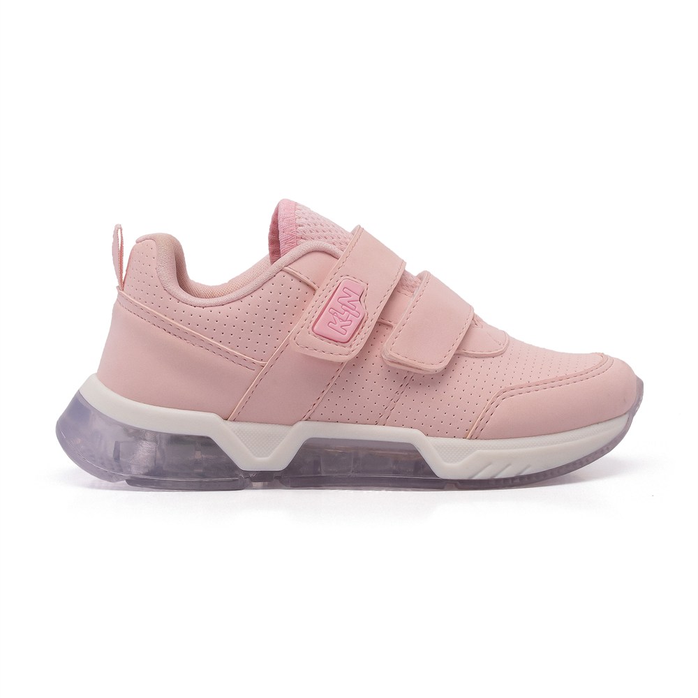 Tênis Infantil Rosa Com Luzes De Led E Velcro KLIN