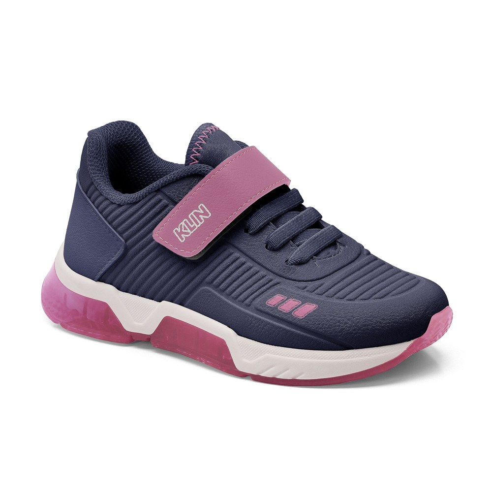 Tênis Infantil Klin Play Azul Marinho E Rosa