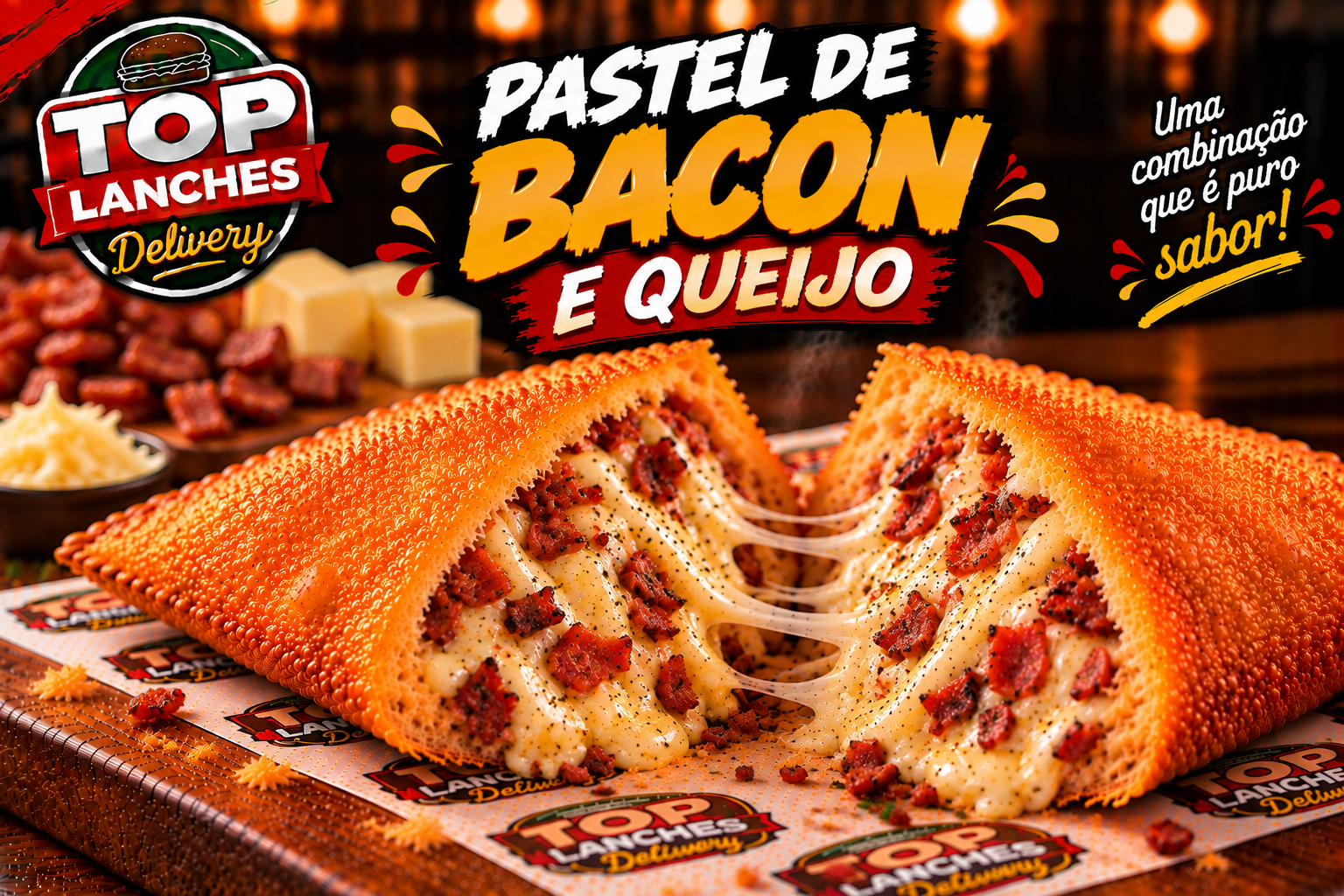 Pastel de Bacon e Queijo