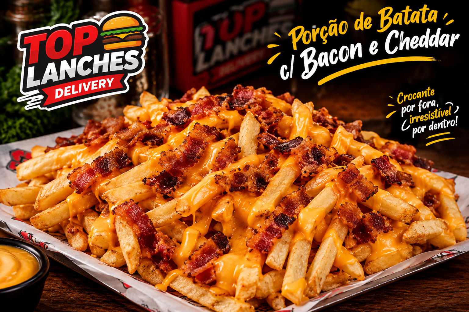 Porção de Batata C/ Bacon e Cheddar 500g