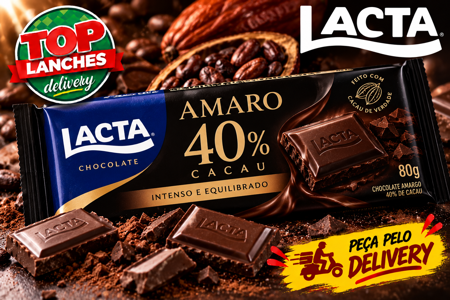 Chocolate Lacta Amaro 40% Cacau 80g