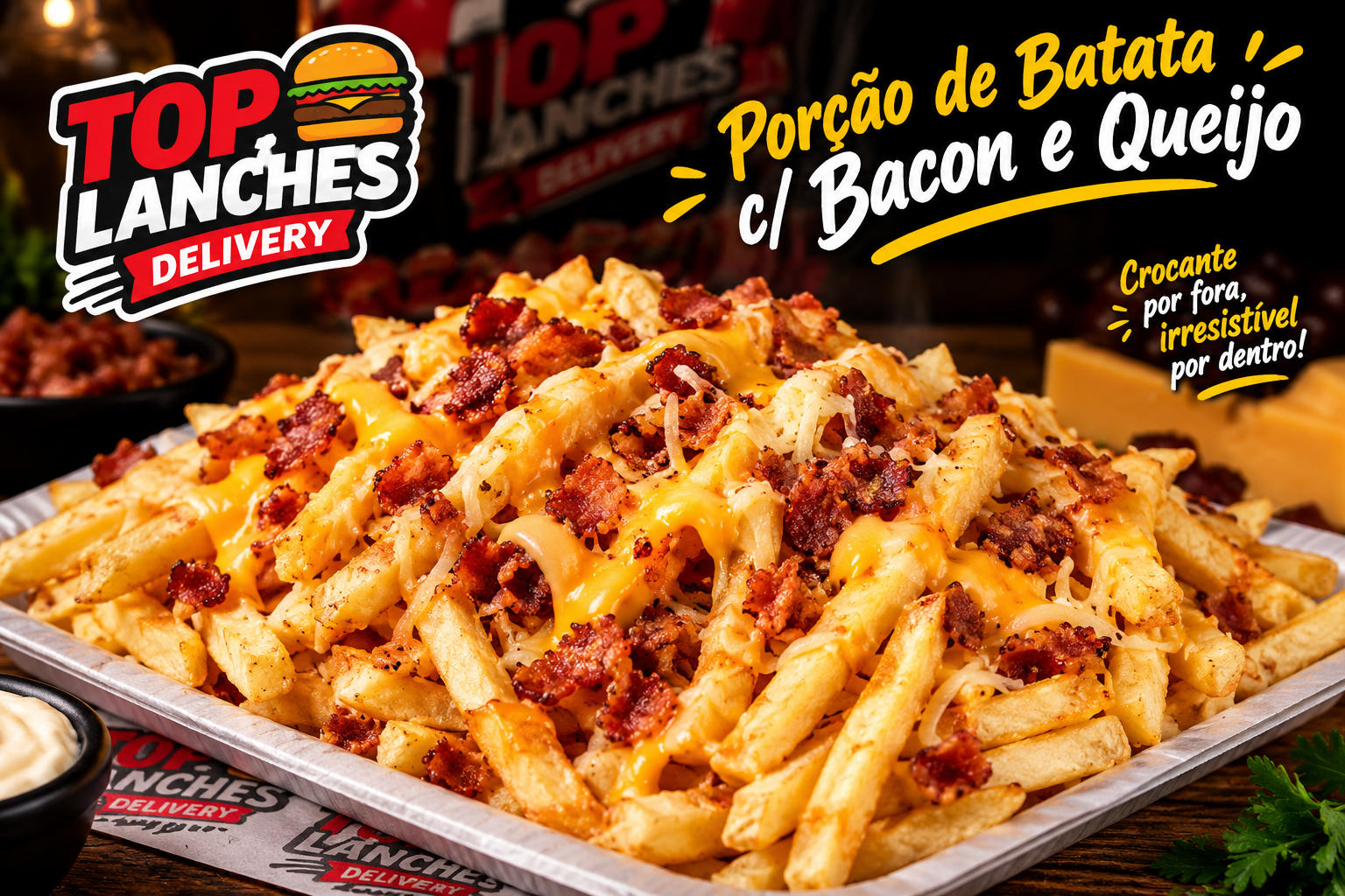 Porção de Batata C/ Bacon e Queijo 500g
