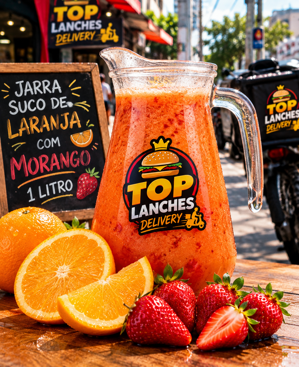 Jarra Suco de Laranja C/ Morango 1L