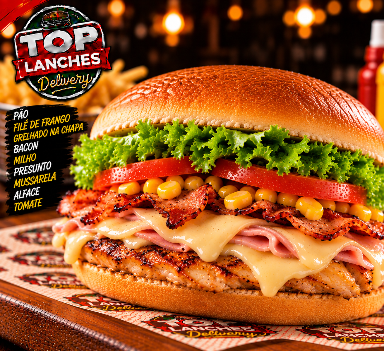 X-Frango com Bacon