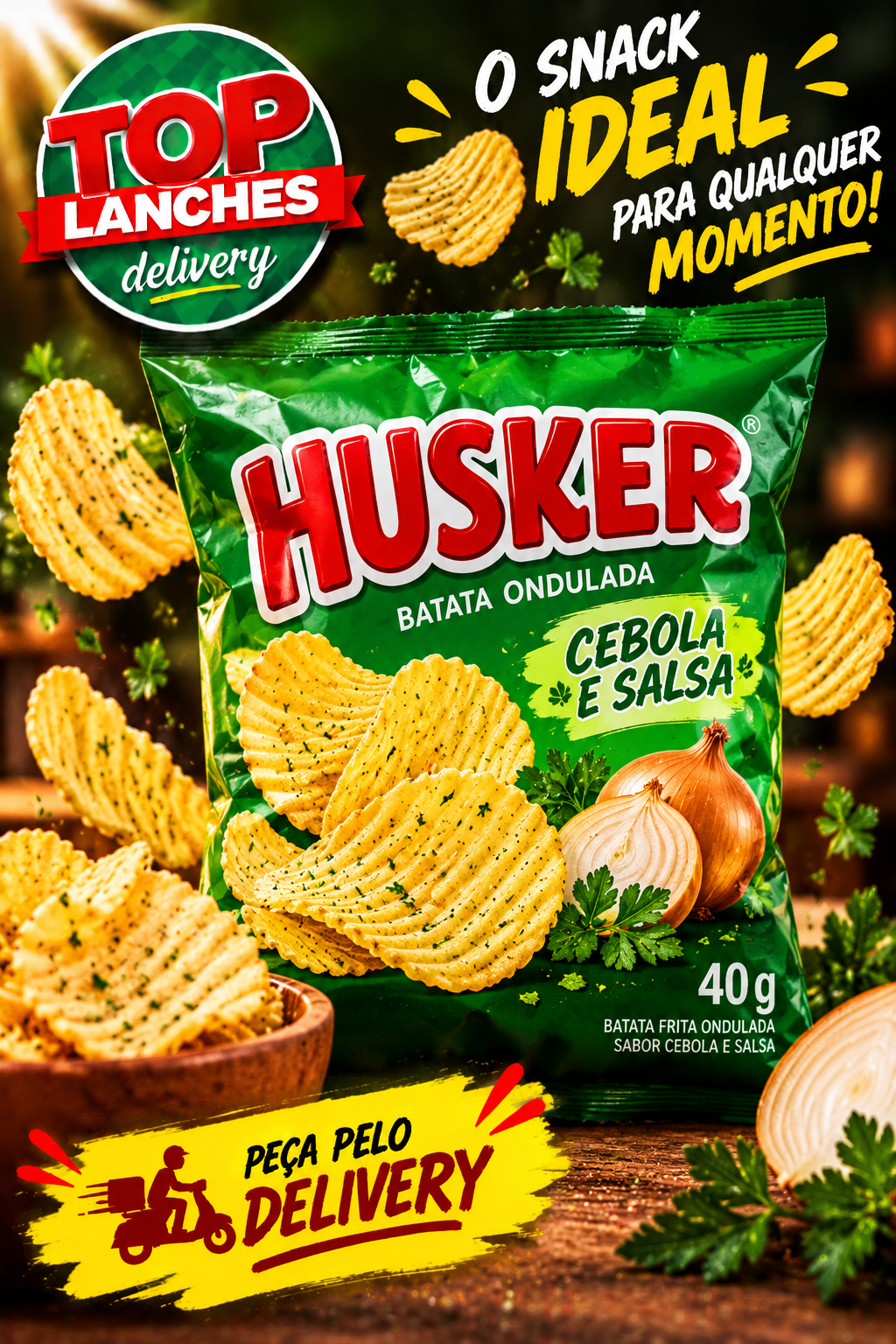 Batata Ondulada Husker Cebola Salsa