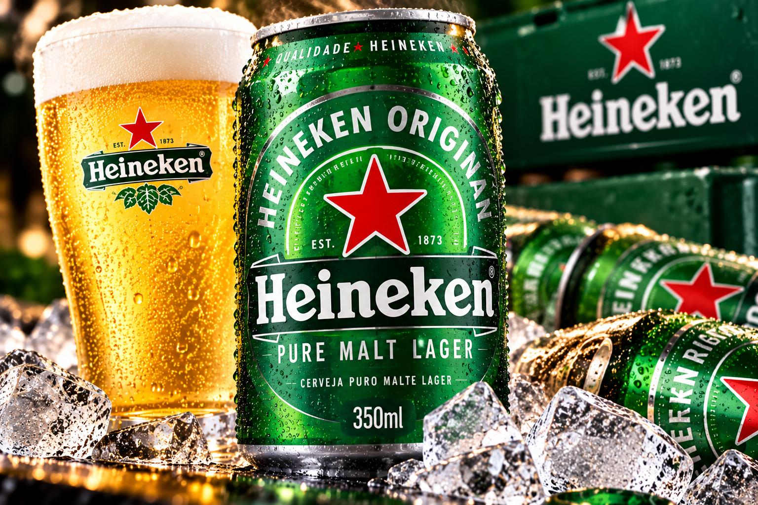 cerveja Heineken Puro Malte Lager Gelada Lata 350ml