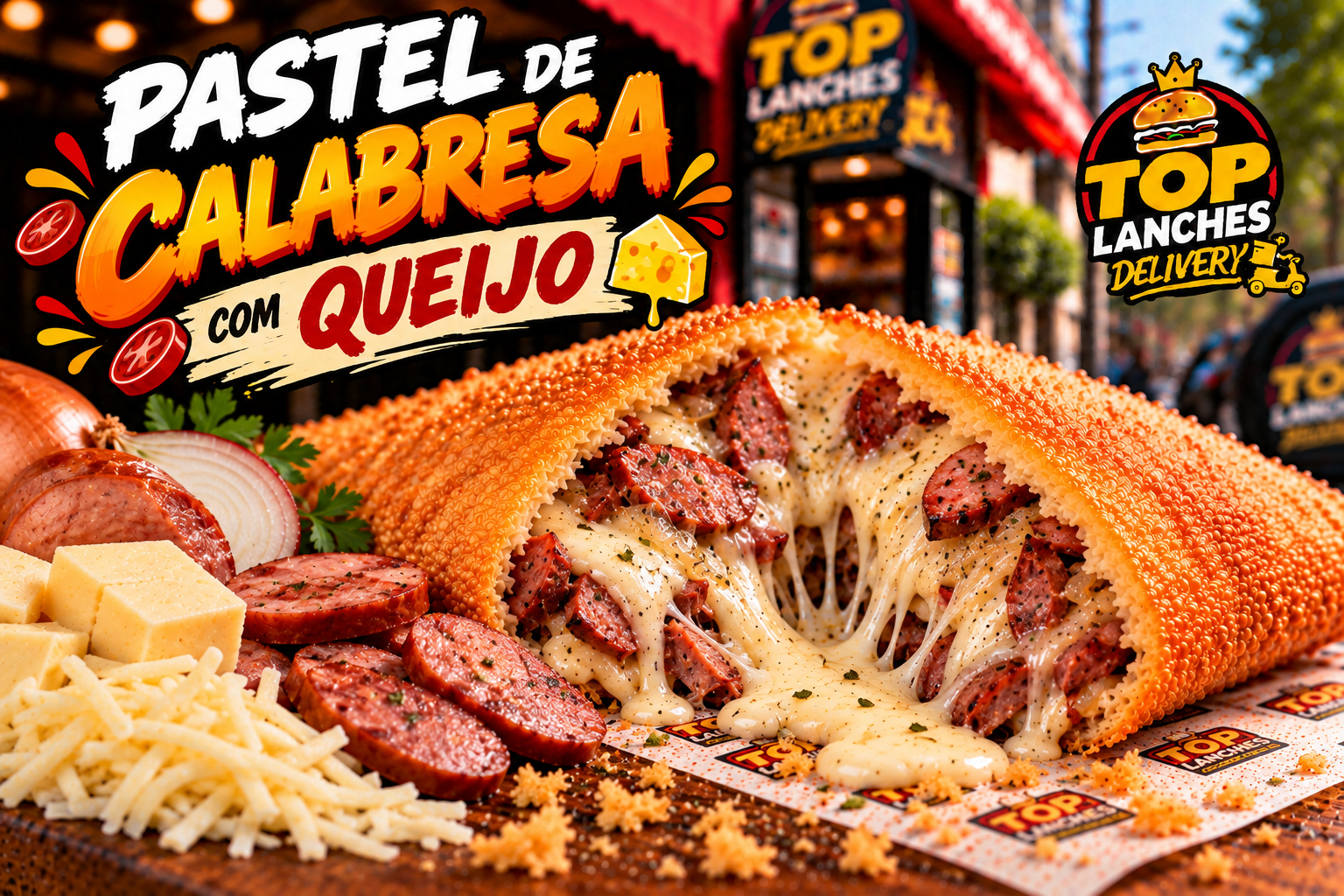Pastel de Calabresa com Queijo