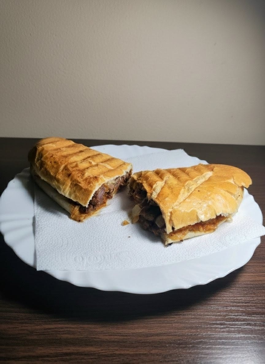 Bauru de carne na baguete