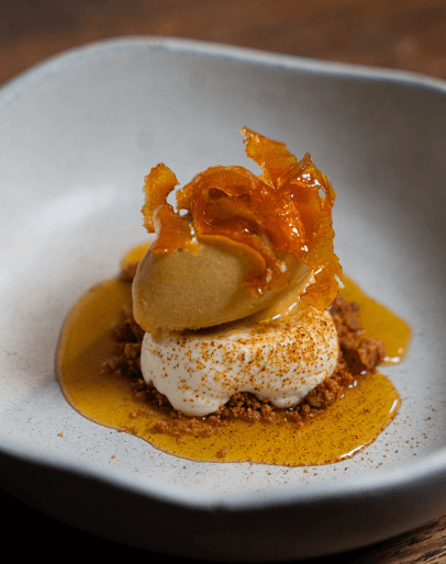Sorbet de cajá do restaurante Lilia no Centro do Rio