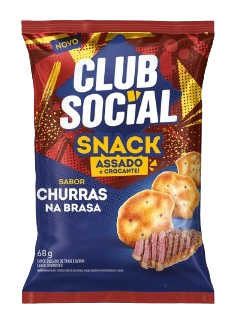 SNACK DE TRIGO E BATATA ASSADO CROCANTE CHURRAS NA BRASA CLUB SOCIAL PACOTE 68G