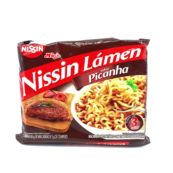 MACARRÃO INSTANTÂNEO LÁMEN PICANHA NISSIN MIOJO PACOTE 85G