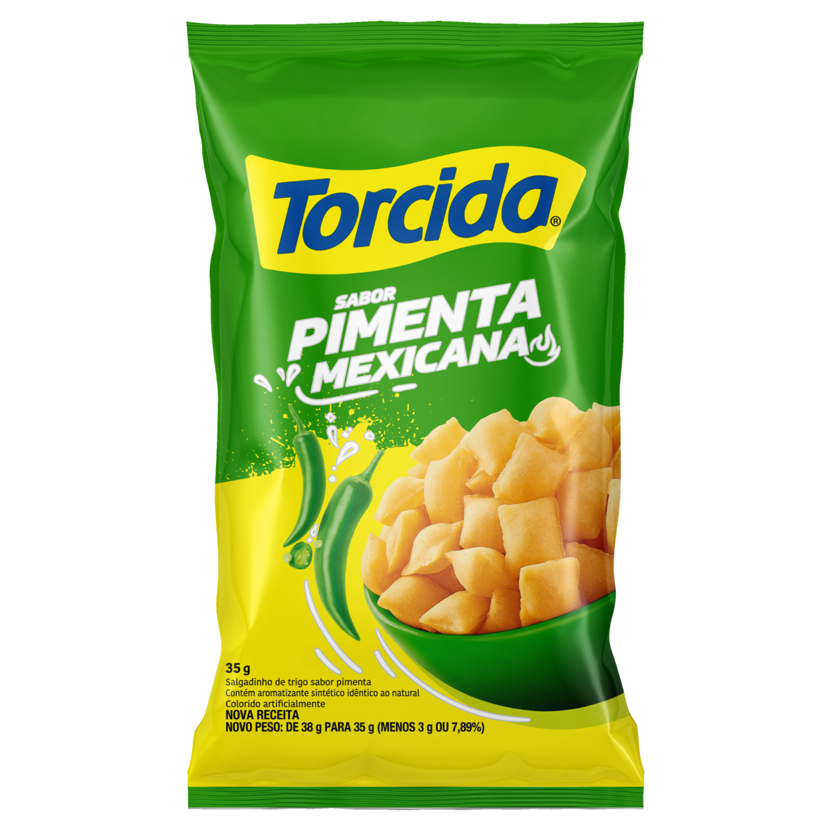 SALGADINHO DE TRIGO PIMENTA MEXICANA TORCIDA PACOTE 35G