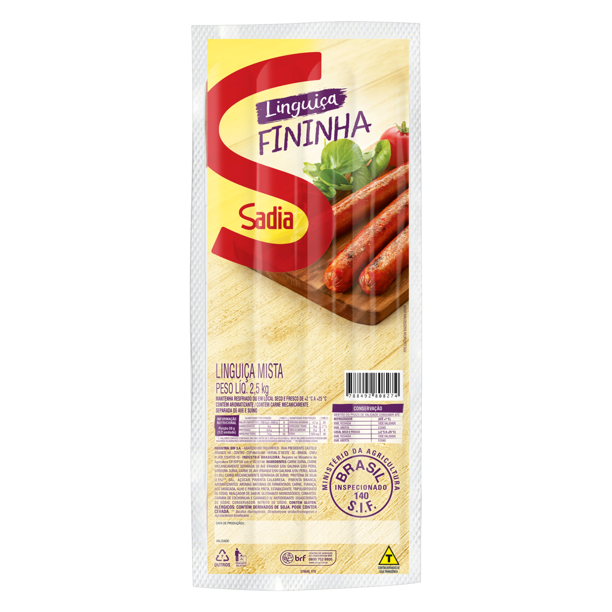 LINGUIÇA MISTA FININHA SADIA 2,5KG