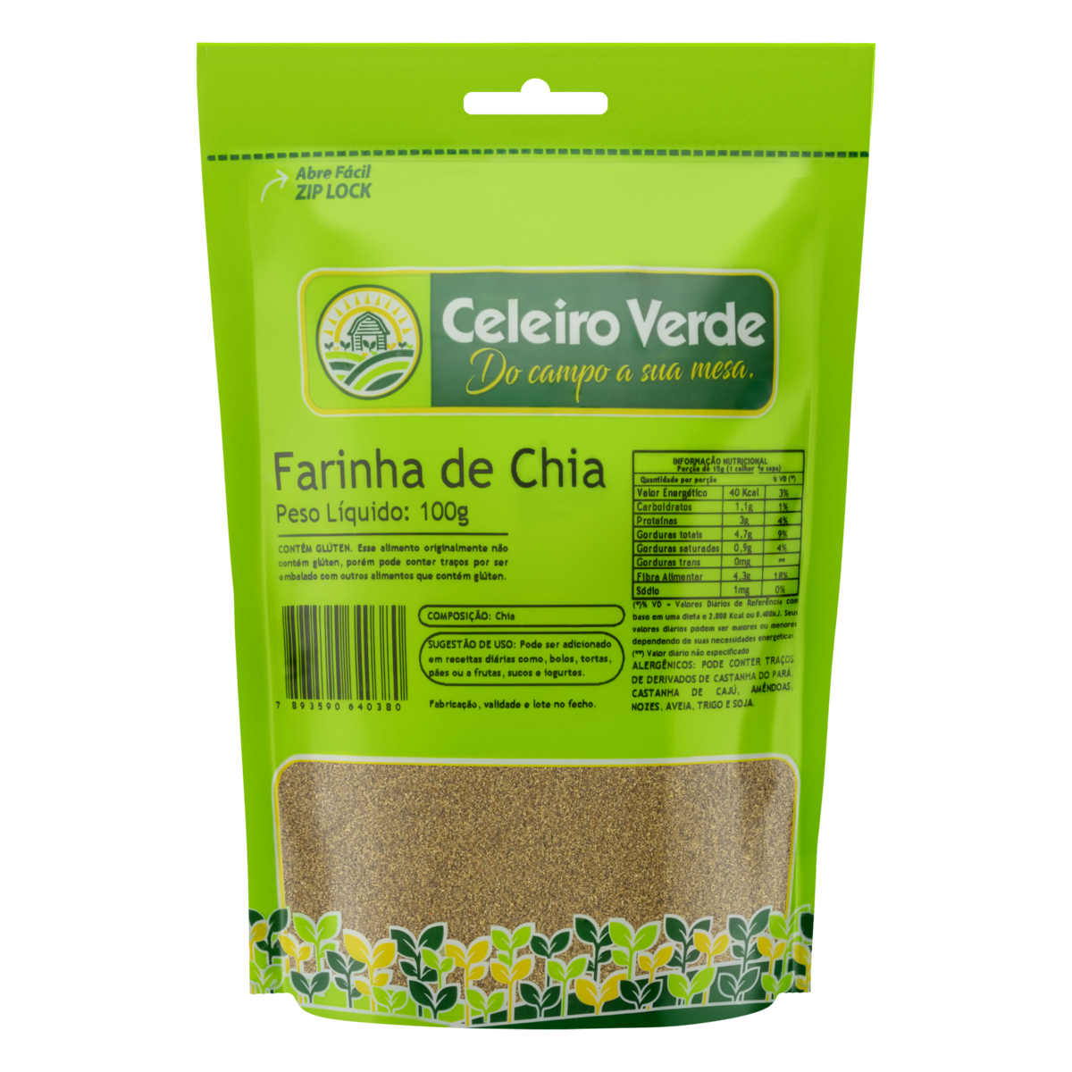 FARINHA DE CHIA CELEIRO VERDE POUCH 100G